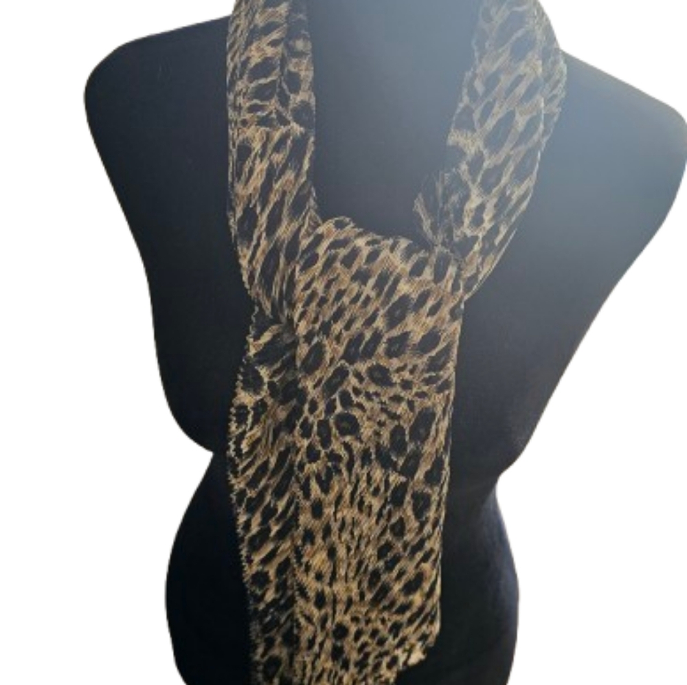 Accordian Pleated Animal Print Scarf